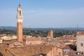 View over the roofs of Siena towards the Torre Magna, seen from the roof of the Siena cathedral Royalty Free Stock Photo