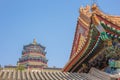 View over a rooftop of the Tower of Buddhist Incense