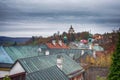 View over rooftops in the historic city Banska Stiavnica.Autumn season. Royalty Free Stock Photo