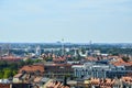 View over the rooftops of the old city Oktoberfest beer festival on the background