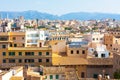 View over the rooftops of Palma de Mallorca with the mountains in the background from the terrace of the Cathedral of Santa Maria Royalty Free Stock Photo