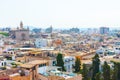 View over the rooftops of Palma de Mallorca with the mountains in the background from the terrace of the Cathedral of Santa Maria Royalty Free Stock Photo