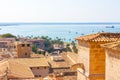 View over the rooftops of Palma de Mallorca with the sea in the background from the terrace of the Cathedral of Santa Maria of Pal Royalty Free Stock Photo