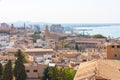 View over the rooftops of Palma de Mallorca with the sea in the background from the terrace of the Cathedral of Santa Maria of Pal Royalty Free Stock Photo
