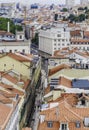 The Rua 1 de Dezembro from the elevator de santa justa or santa just a lift . Lisbon, Portuga