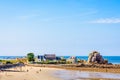 Beach and harbor of Pors Hir at low tide in Brittany, France Royalty Free Stock Photo