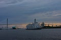 view over Savannah river and Talmadge Memorial Bridge during dusk Royalty Free Stock Photo