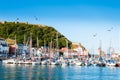 View over Scarborough South Bay harbor in North Yorskire, England