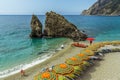 A view over a secluded beach at Monterosso al Mare, Italy