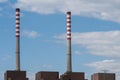 View over Sines thermoelectric power station with blue sky in the background