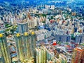 View over the skyscrapers of Kowloon in Hong Kong Royalty Free Stock Photo