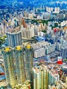 View over the skyscrapers of Kowloon in Hong Kong Royalty Free Stock Photo