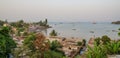 View over slums of Freetown at the sea where the poor inhabitants of this African capital city live, Sierra Leone