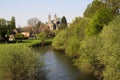 View over small river Rur on basilica of Sint Odilienberg near Roermond - Netherlands