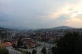 A view over the Soldier Cemetery sehidsko mezarje Kovaci and Sarajevo Royalty Free Stock Photo