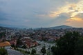 A view over the Soldier Cemetery sehidsko mezarje Kovaci and Sarajevo Royalty Free Stock Photo