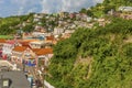 A view over St Georges from the steps leading up to Fort St George in Grenada