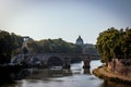 View over St. Peter\'s Basilica in Vatican and Castel Sant Angelo Bridge in Rome Royalty Free Stock Photo