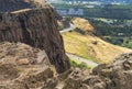 View over the steep cliffs of Arthur`s Seat,Edinburgh,Scotland,UK