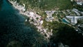 View over Suluban Beach. Top view aerial photo from flying drone of an amazingly beautiful sea & ocean landscape. cliff with crys Royalty Free Stock Photo