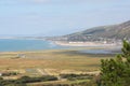 A view over sunny cardigan bay from the hills above Royalty Free Stock Photo