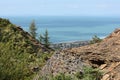 A view over sunny cardigan bay from the hills above