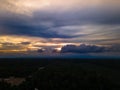 View over sunset over Amazon river with rainforest in Brazil. Royalty Free Stock Photo