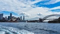 View Over Sydney Harbor to the Opera House and Harbour Bridge, Australia Royalty Free Stock Photo