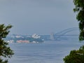View Over Sydney Harbour to Sydney Opera House on Foggy Morning, Australia Royalty Free Stock Photo