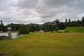 View over the 18th century Powerscourt Gardens with Wicklow mountains in the background.