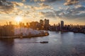 View over the Thames to the skyline of London during sunset time Royalty Free Stock Photo