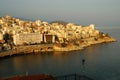 View over the town of Kavala, Greece, at sunset