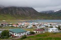 View over town of Olafsfjordur in Iceland