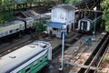 View over the traditional circular train railway station in Yangon, Myanmar Royalty Free Stock Photo