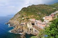 View over the train station in Riomaggiore, Liguria, Cinque Terre, Italy, Europe Royalty Free Stock Photo