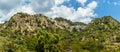 A view over the treetops of the settlement of Motta Camastra, Sicily Royalty Free Stock Photo