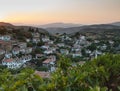 View over the turkish village of Sirince at sunset Royalty Free Stock Photo