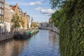 View over a typical canal in the Dutch metropolis Amsterdam in summer 2023