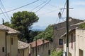 View over typical houses to the mountains in Provence, south of