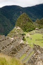 View over the upper part of the Machu Picchu ruins Royalty Free Stock Photo