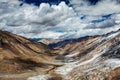 View over valley and Karakorum range from Khardung La pass, Ladak