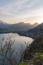 View over Weesen and the lake Walensee in the evening in Switzerland Royalty Free Stock Photo