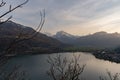 View over Weesen and the lake Walensee in the evening in Switzerland Royalty Free Stock Photo
