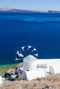 View over windmill and caldera, Santorin, Greece Royalty Free Stock Photo