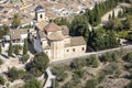 View over Xativa town and the Sant Josep hermitage, province of Valencia, Spain