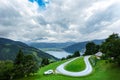 View over Zeller See lake. Zell Am See, Austria, Europe. Serpentine mountain road Royalty Free Stock Photo