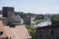 View over Zgorzelec, the Neisse river and the old town bridge of Goerlitz