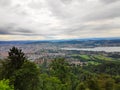 View over Zurich city with Lake Zurich on cloudy day Royalty Free Stock Photo