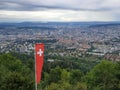 View over Zurich from Uetliberg with Swiss Flag Royalty Free Stock Photo