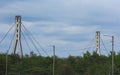 View on overhead power line and bridge Norway